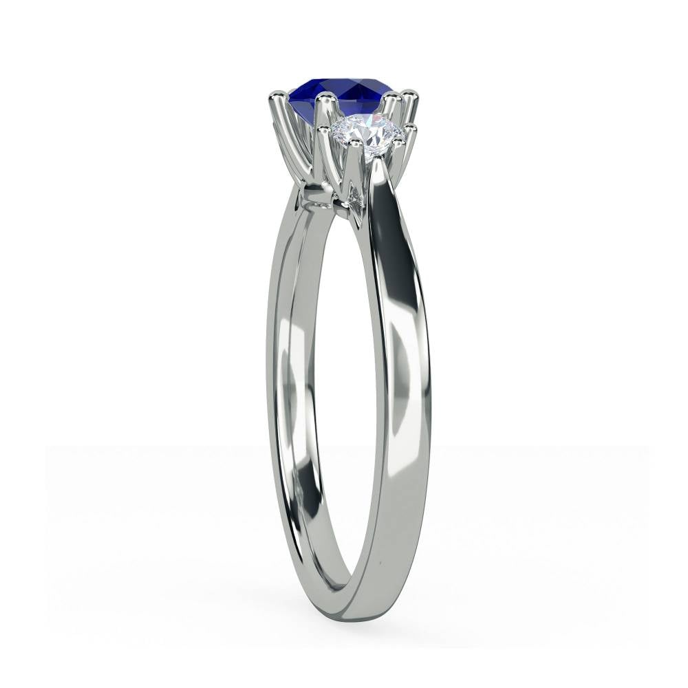 Elegant Blue Sapphire & Diamond Trilogy Ring W