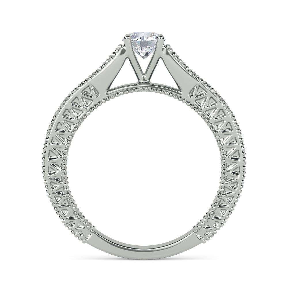 Unique Single Round Diamond Vintage Filgree Style Ring W