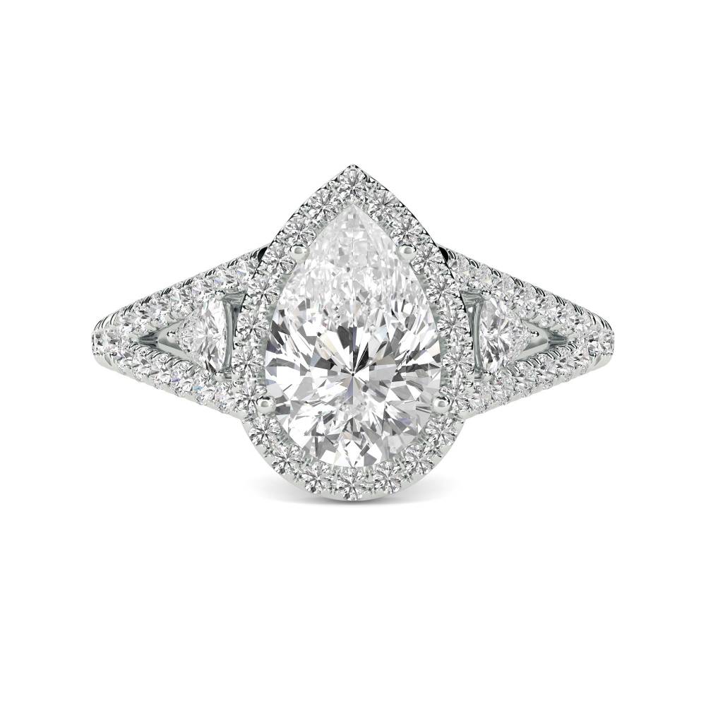 Pear Diamond Split Shoulder Set Ring W