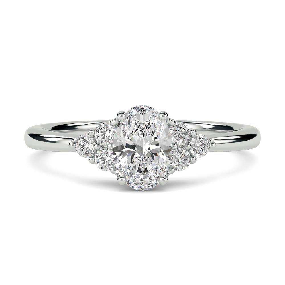 Oval Diamond Side Stone Cluster Ring W