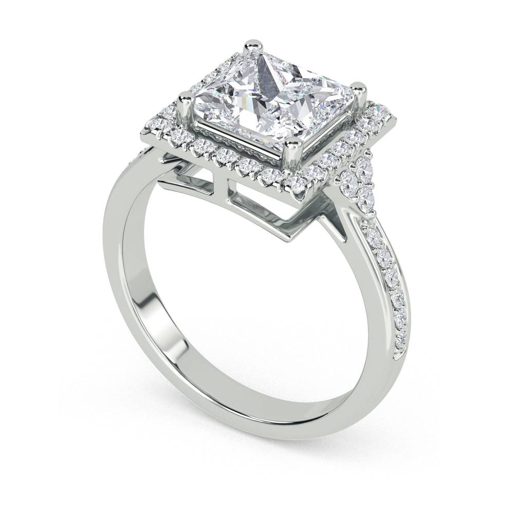 Princess Diamond Single Halo Designer Ring W