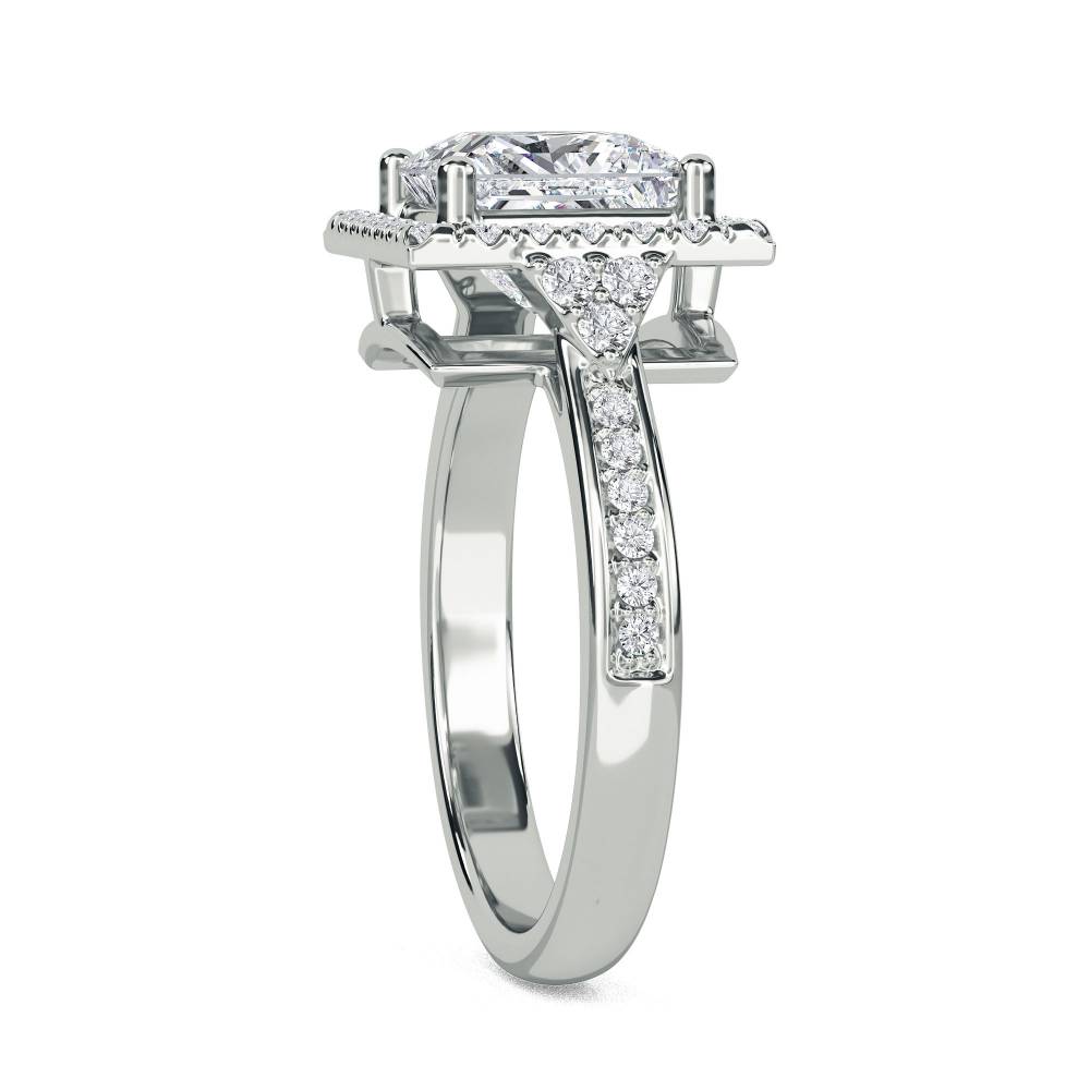 Princess Diamond Single Halo Designer Ring W