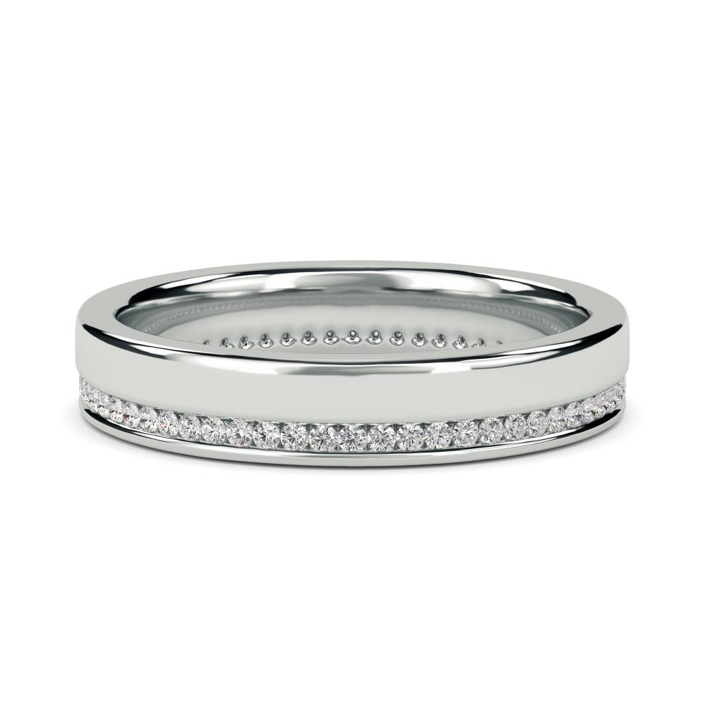 Brushed Finish 4mm Round Diamond Wedding Ring W