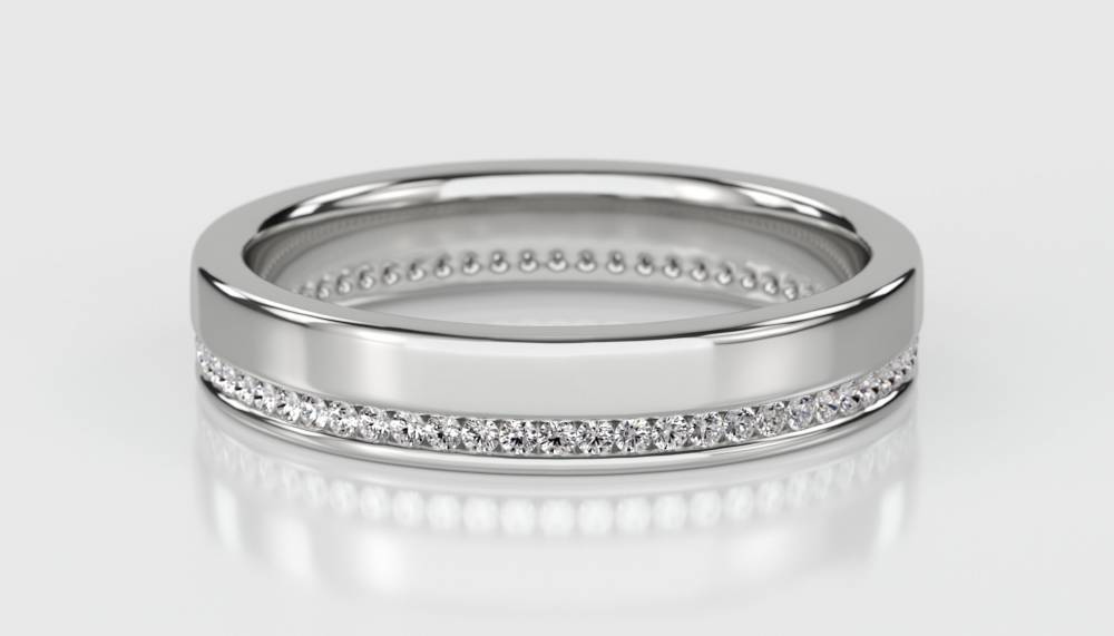 Brushed Finish 4mm Round Diamond Wedding Ring W