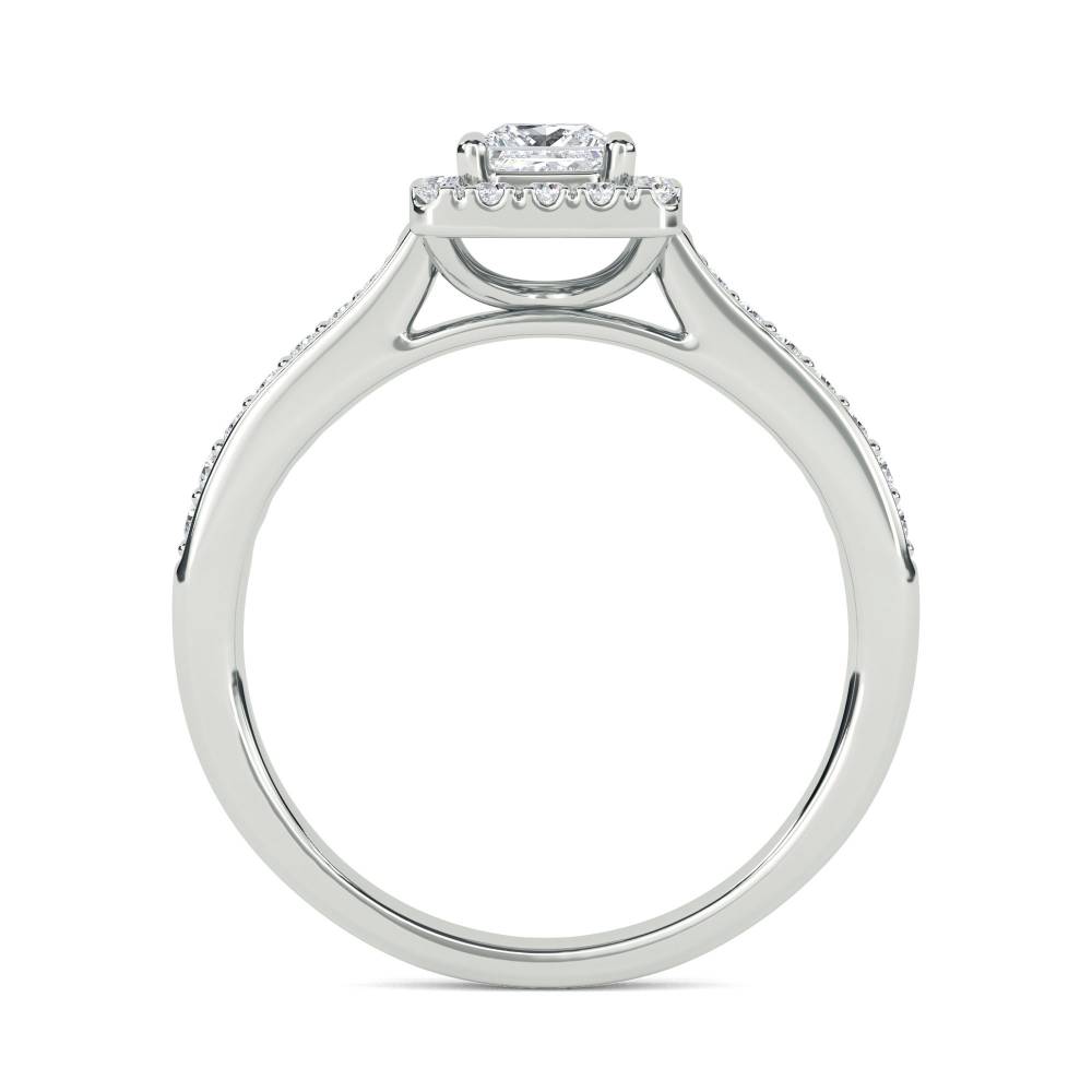 Princess Diamond Single Halo Shoulder Set Ring W