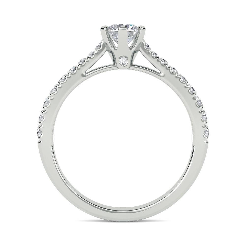 Round Diamond Shoulder Set Engagement Ring - Diamond Heaven