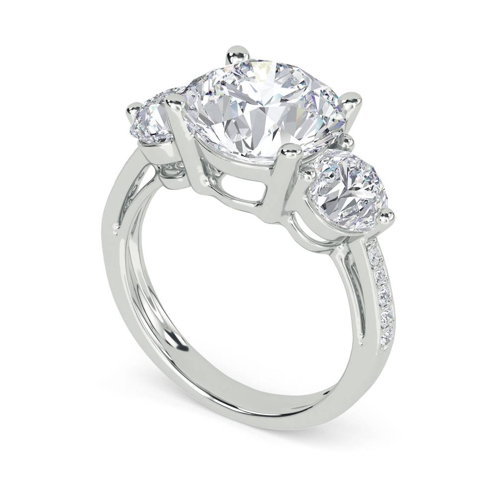 3 Stone Diamond Ring With Shoulder Diamonds W