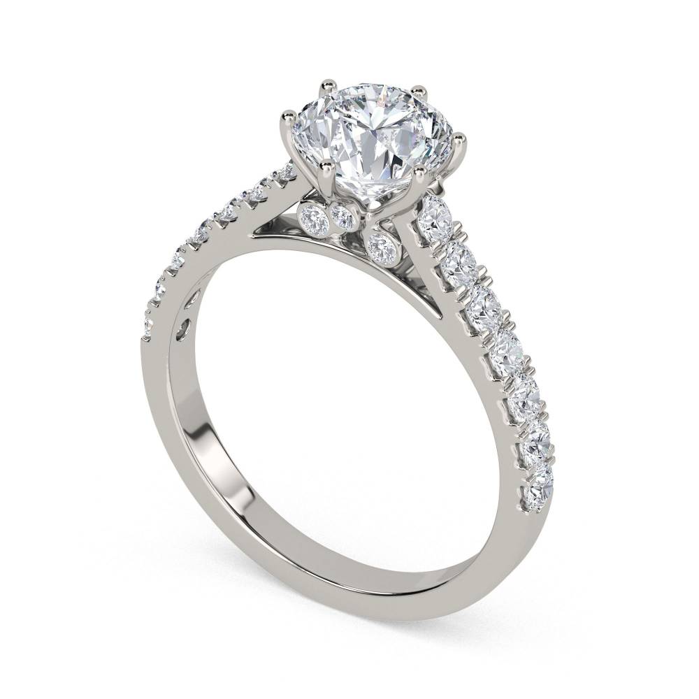Round Diamond Shoulder Set Engagement Ring W