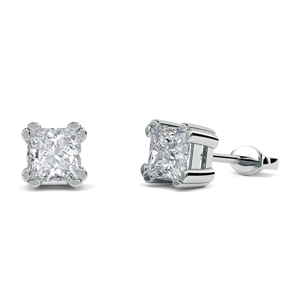 Split Petal Princess Cut Diamond Earrings W