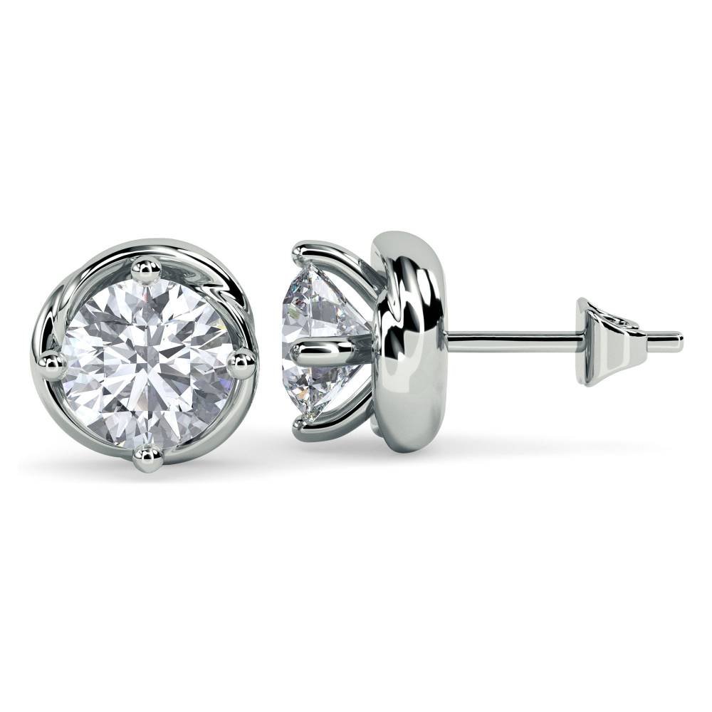 Love Knot Round Diamond Stud Earrings W