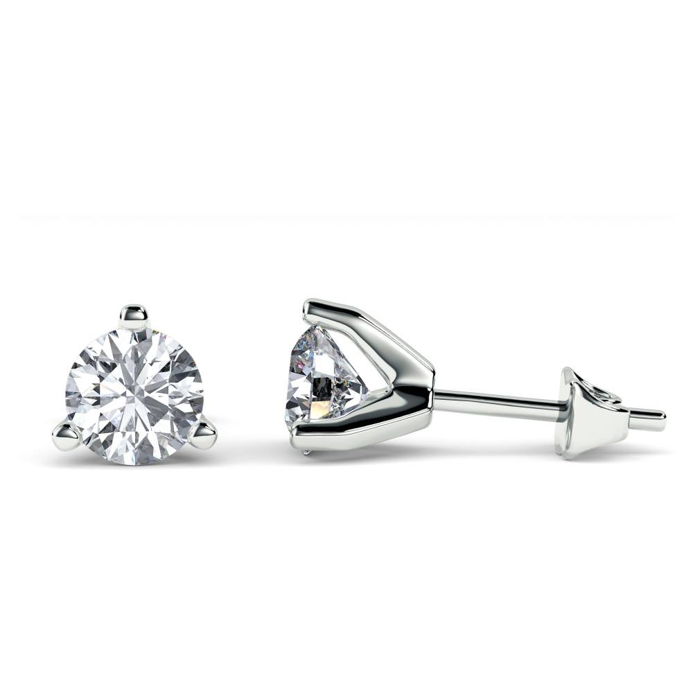 3 Claw Round Diamond Stud Earrings W