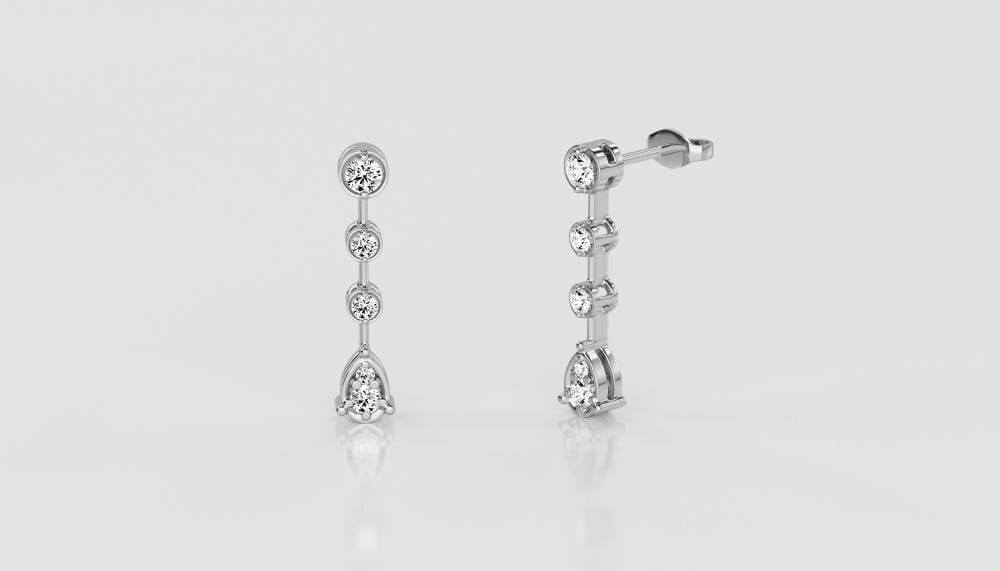Elegant Round Diamond Drop Earrings W