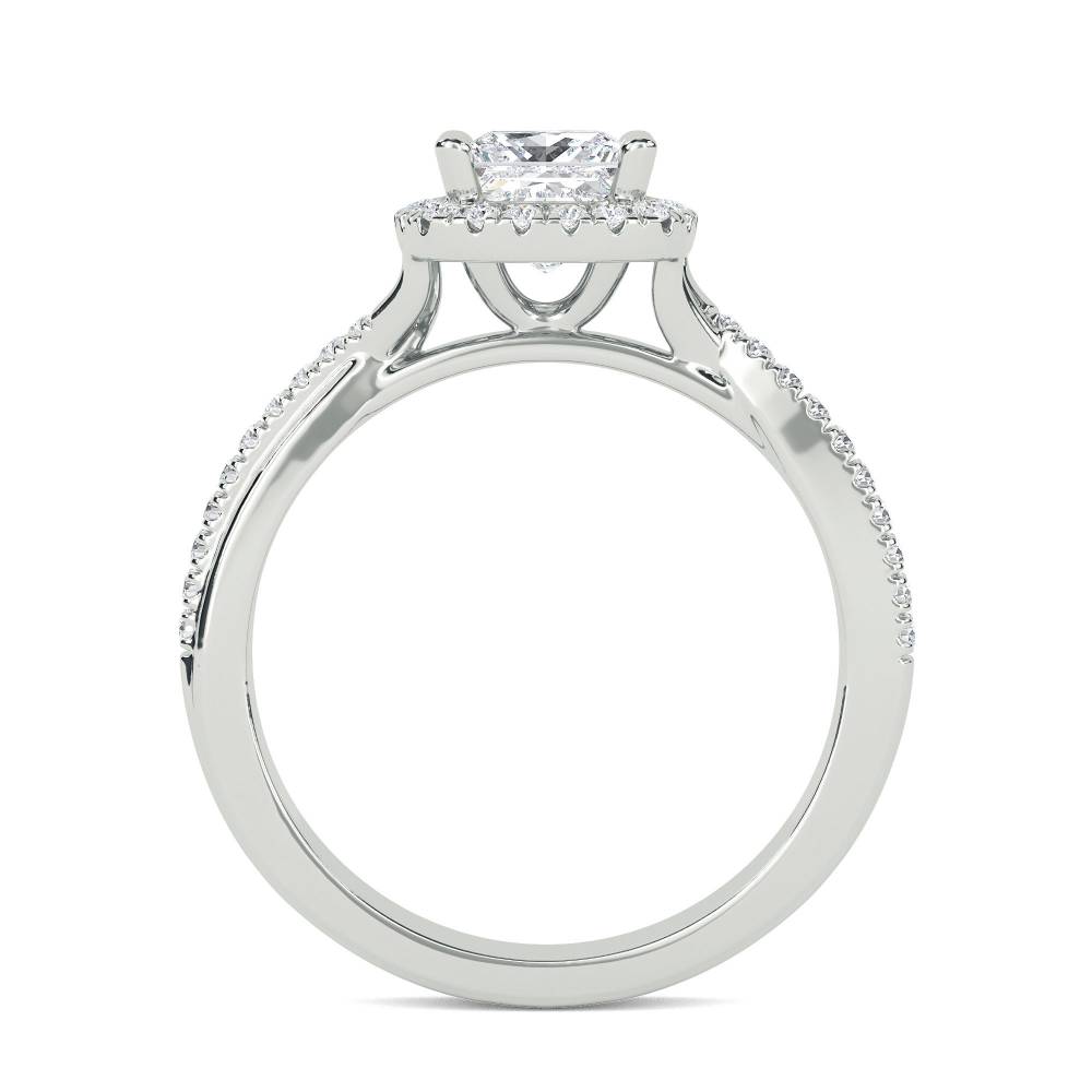 Princess Diamond Single Halo Shoulder Set Ring W