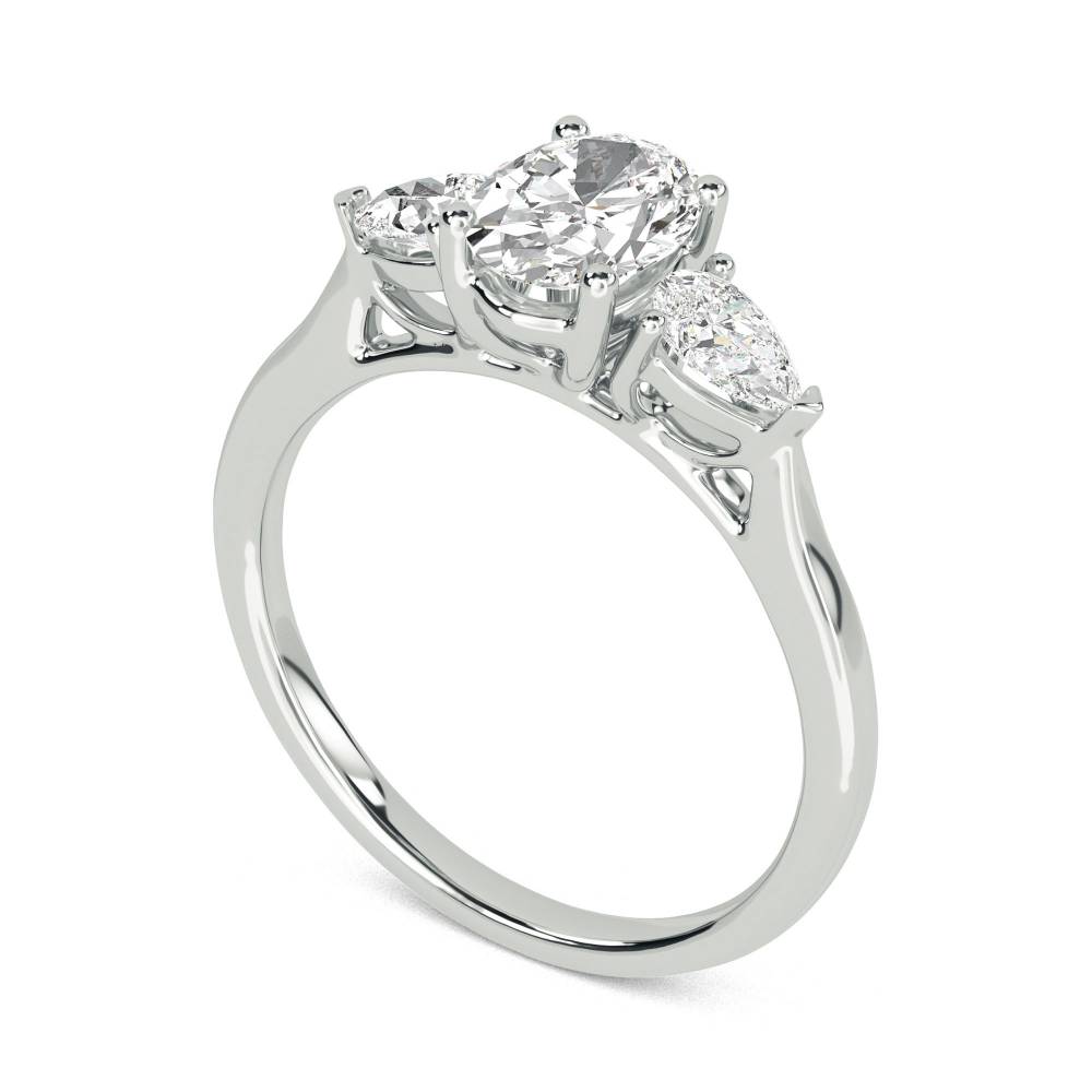 Traditional Oval & Pear Diamond Trilogy Ring W