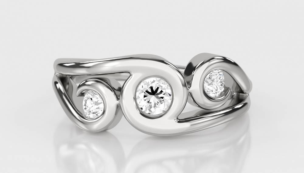 0.50ct Modern Round Diamond Bubble Trilogy Dress Ring W