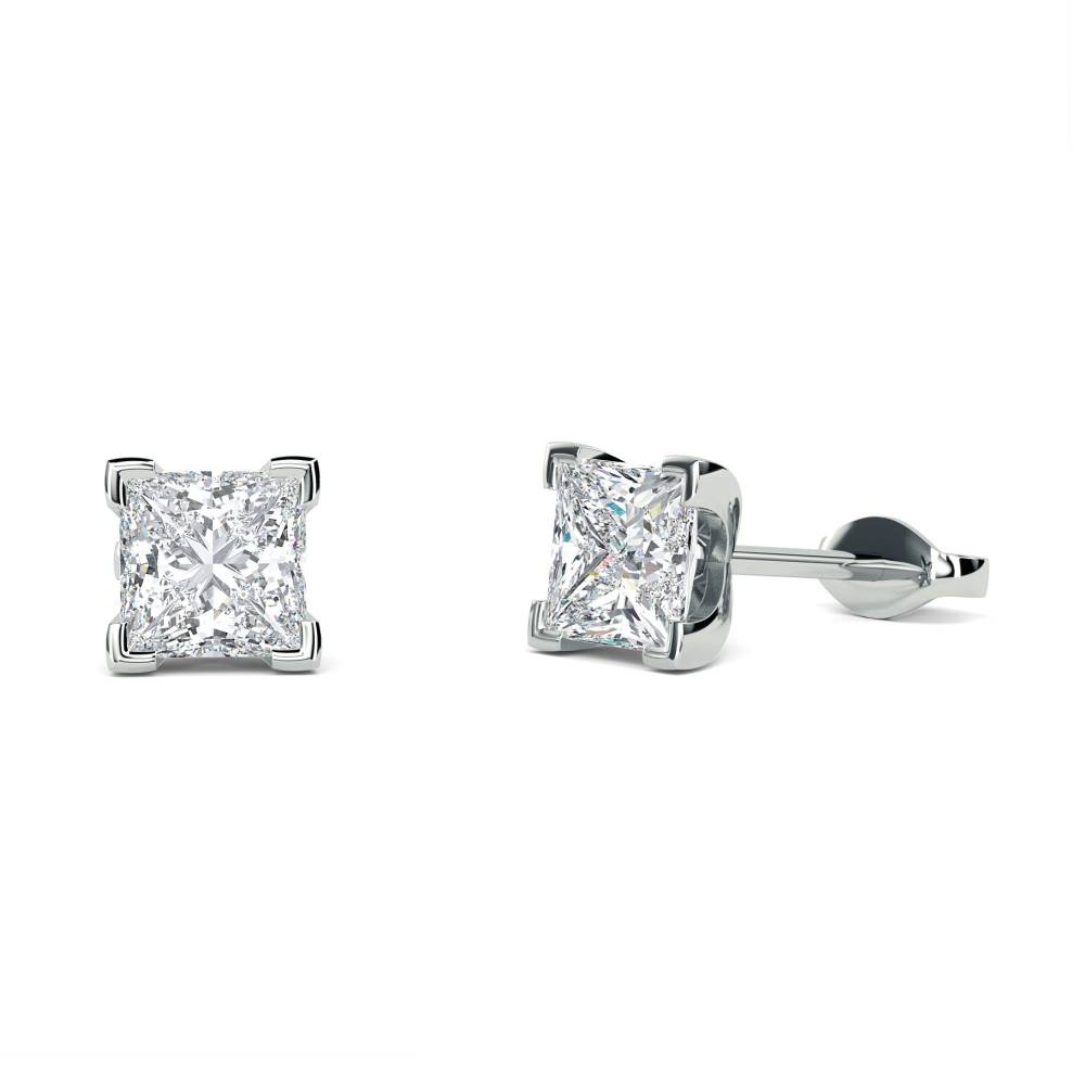 Four Corner Claw Princess Diamond Earrings W