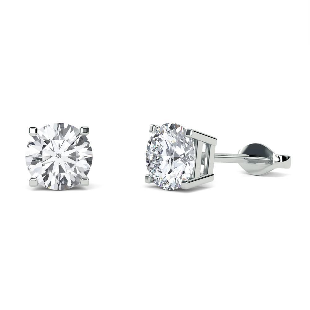 Squared Claw Round Diamond Designer Earrings W