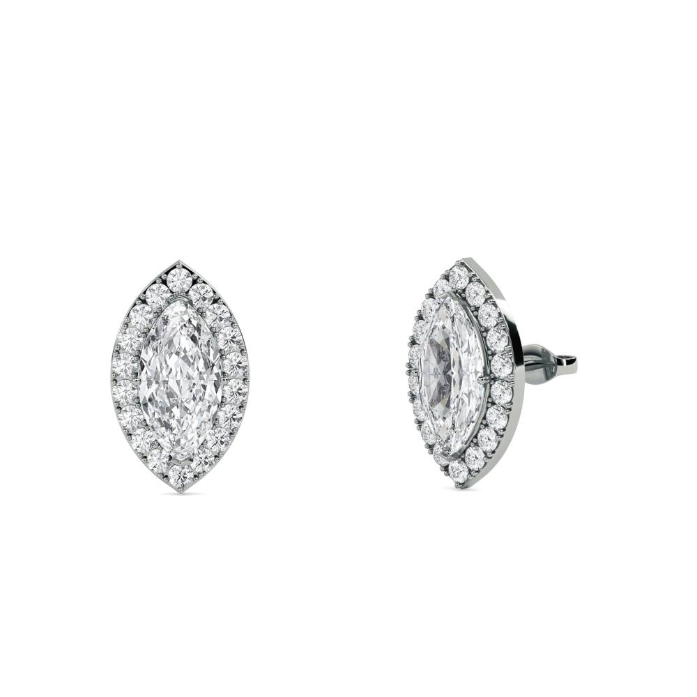 Marquise Diamond Single Halo Earrings W