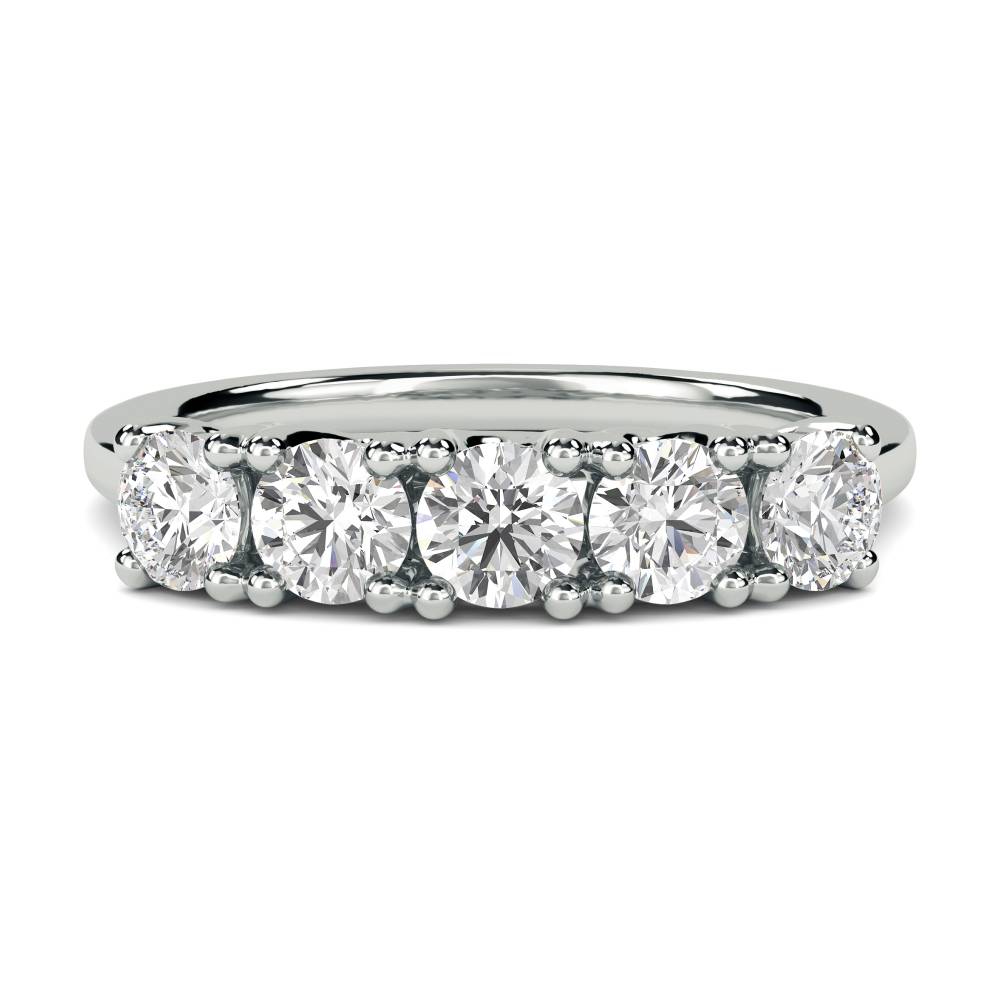 DHHET1002 5 Stone Round Diamond Half Eternity Ring W