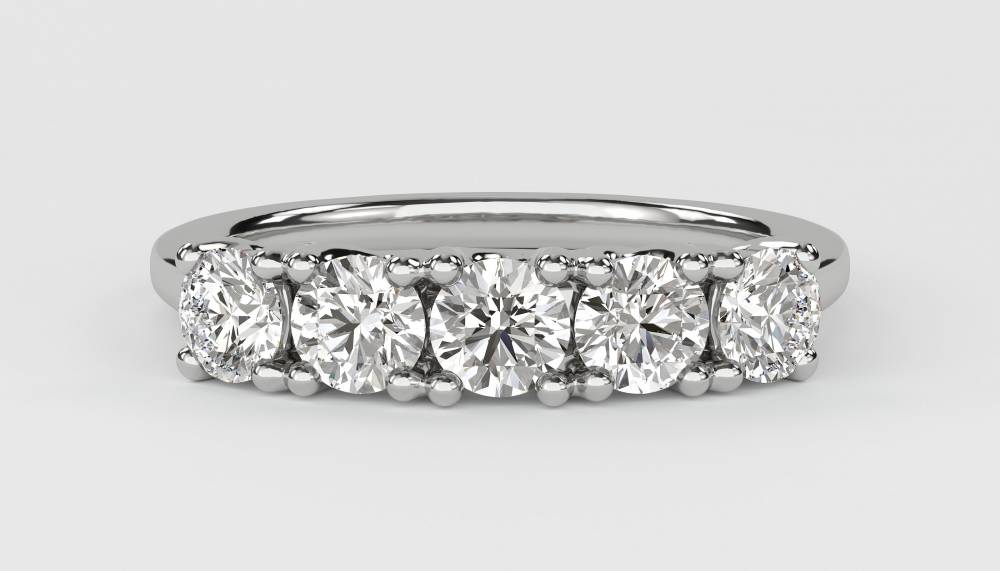 DHHET1002 5 Stone Round Diamond Half Eternity Ring W
