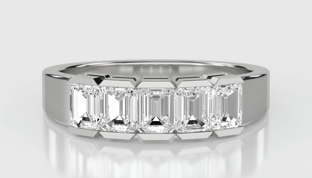 DHHET1004 5 Stone Emerald Diamond Half Eternity Ring W