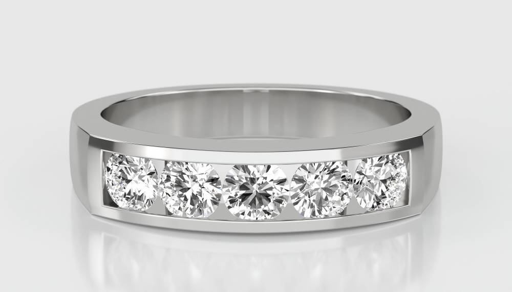 DHHET1021 5 Stone Round Diamond Half Eternity Ring W