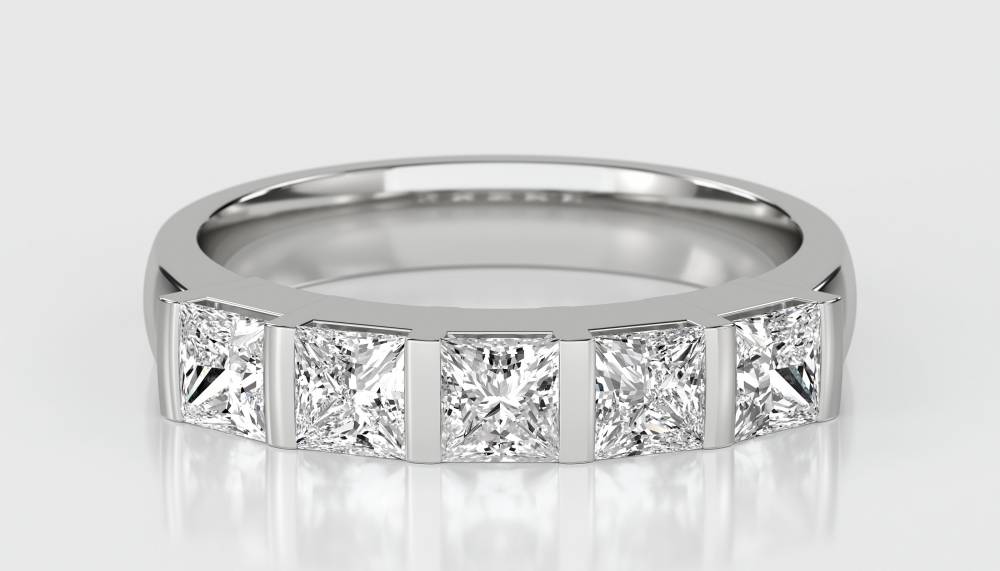 DHHET181 5 Stone Princess Diamond Half Eternity Ring W