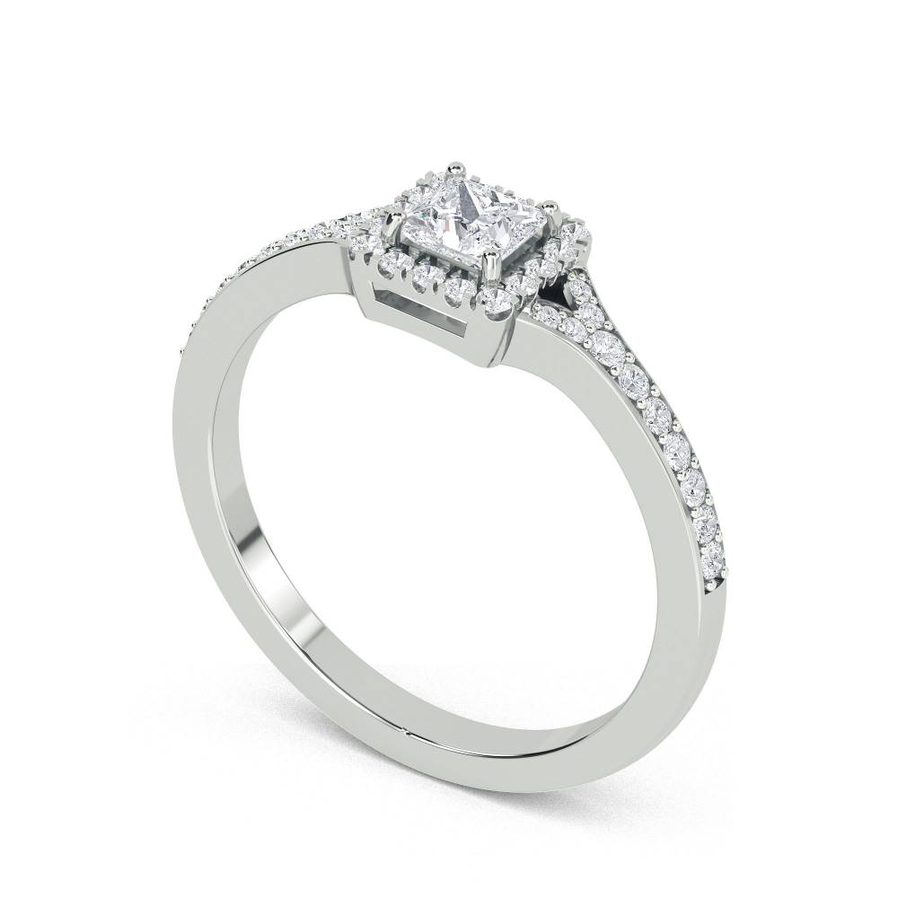 0.60ct VS/FG Petite Princess Diamond Halo Ring W