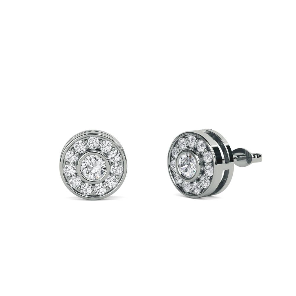 Round Diamond Single Halo Earrings W