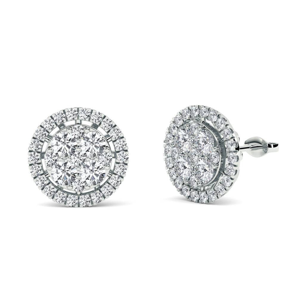 Unique Round Diamond Cluster Earrings W