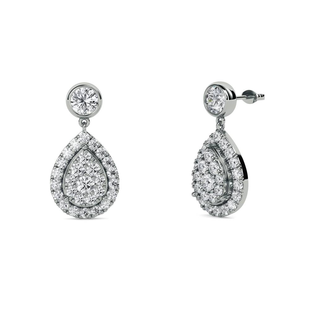 Modern Round Diamond Drop Earrings W