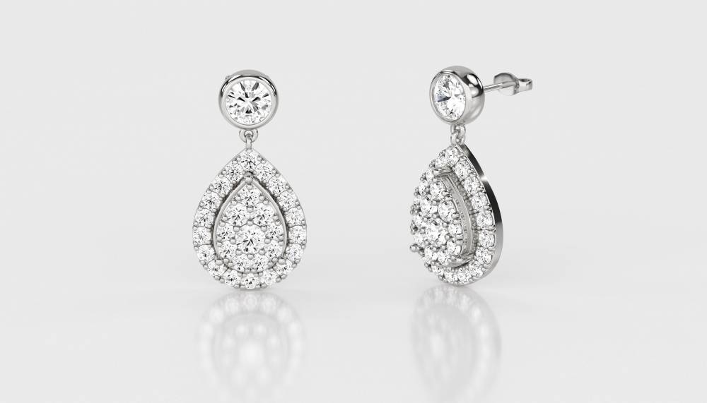 Modern Round Diamond Drop Earrings W