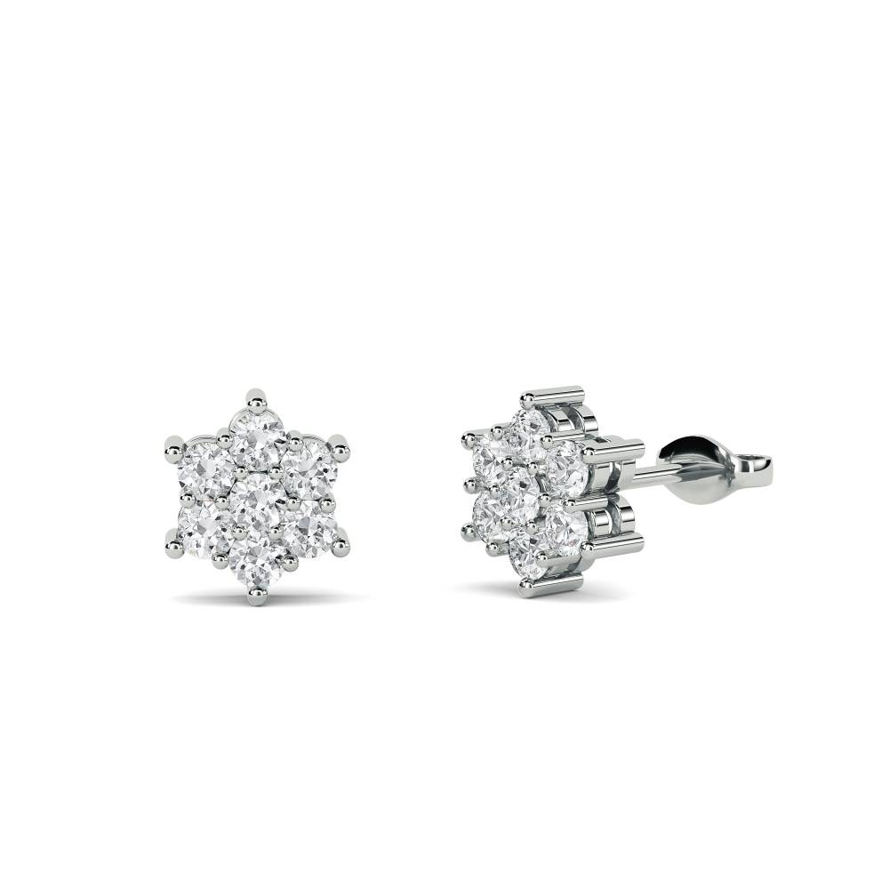 2.00ct Flower Shaped Round Diamond Cluster Earrings W
