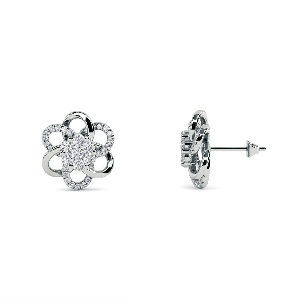Round Diamond Designer Flower Earrings W
