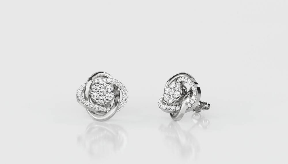 Unique Round Diamond Knot Earrings W