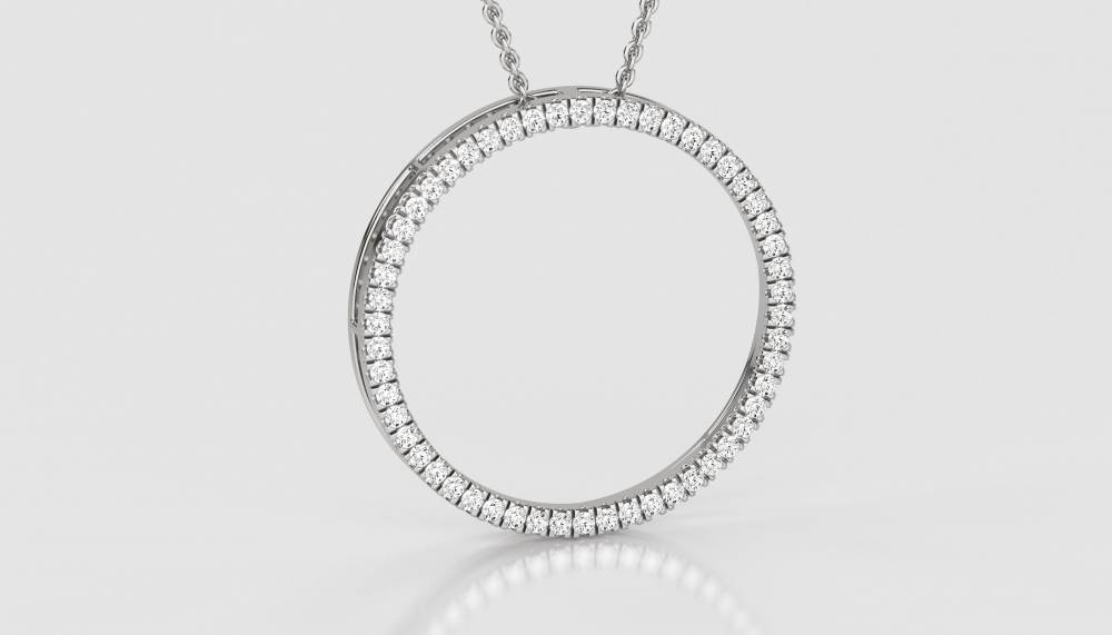 0.50ct Pave Set Round Diamond Designer Pendant W