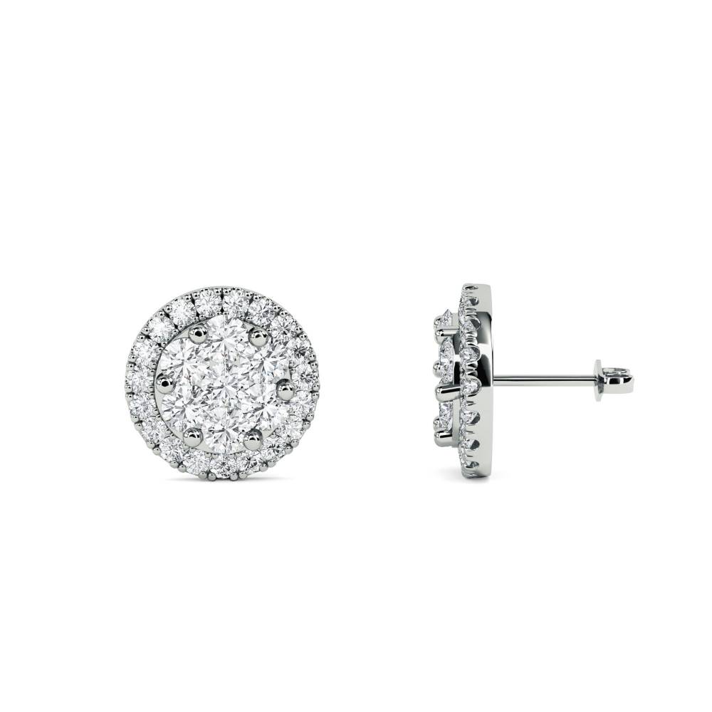 Classic Round Diamond Cluster Earrings W