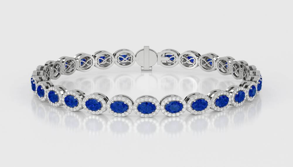 12.30ct Elegant Diamond & Blue Sapphire Tennis Bracelet W