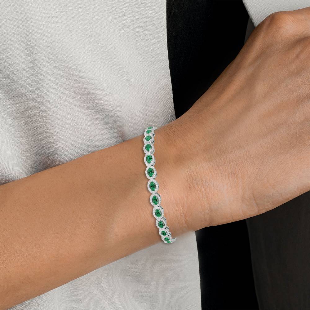 12.30ct Elegant Diamond & Emerald Tennis Bracelet W