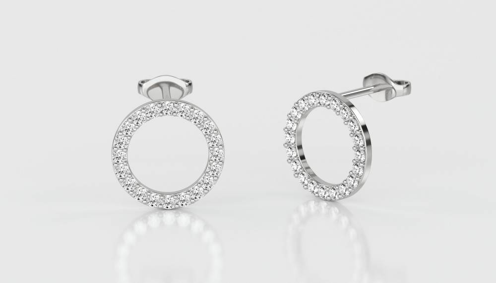 Round Diamond Circle Of Love Earrings W