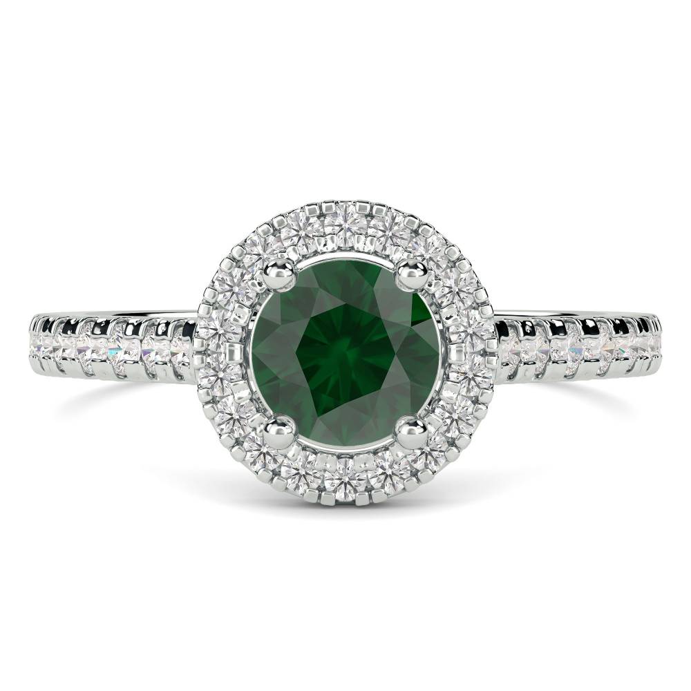 1.10ct Emerald And Diamond Halo Ring W