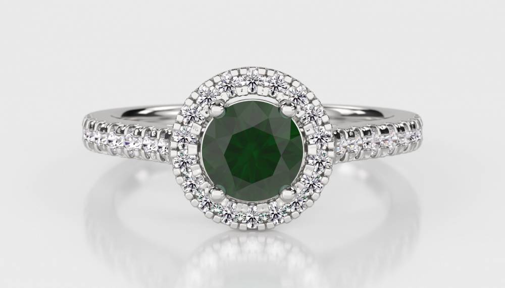 1.10ct Emerald And Diamond Halo Ring W