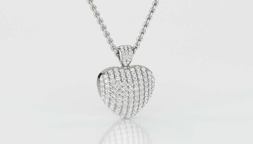 3.00ct Classic Round Diamond Heart Pendant W