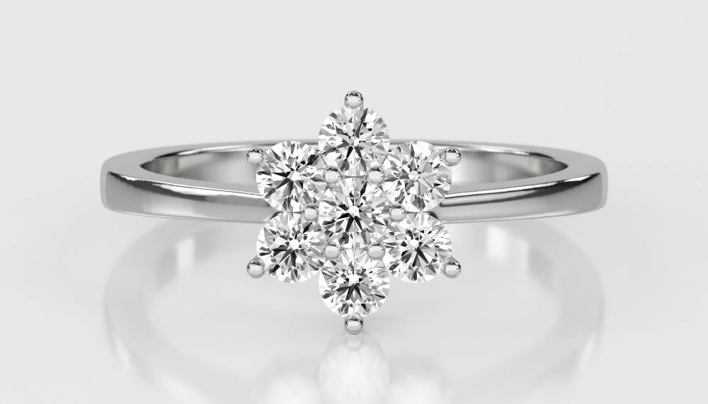 0.50ct Modern Flower Round Diamond Cluster Ring W