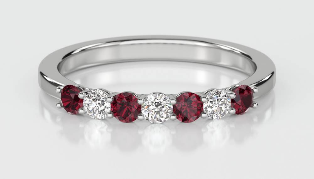 0.90ct Red Ruby And Diamond Eternity Ring W