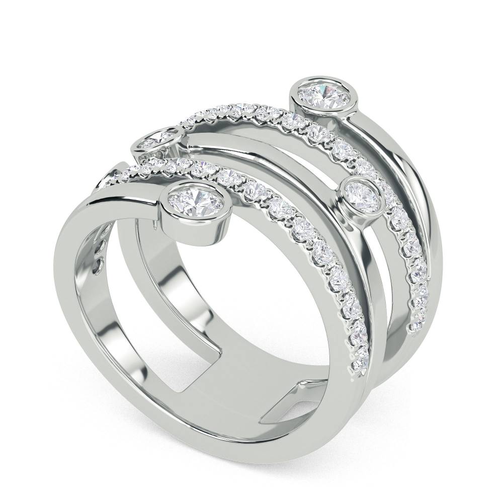 0.60ct Elegant Swirl Round Diamond Dress Ring W