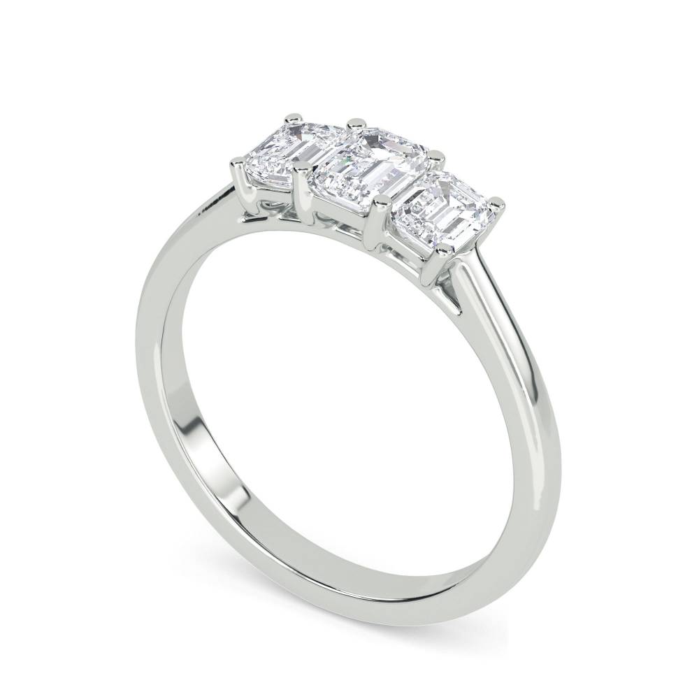 DHMT03308 Graduated Emerald Diamond Trilogy Ring W