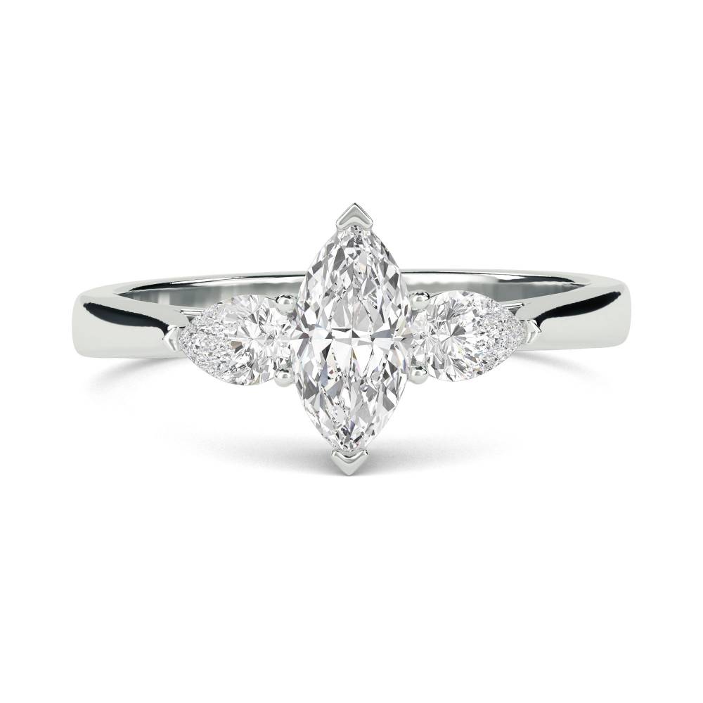 DHMT03375 Unique Marquise & Pear Diamond Trilogy Ring W