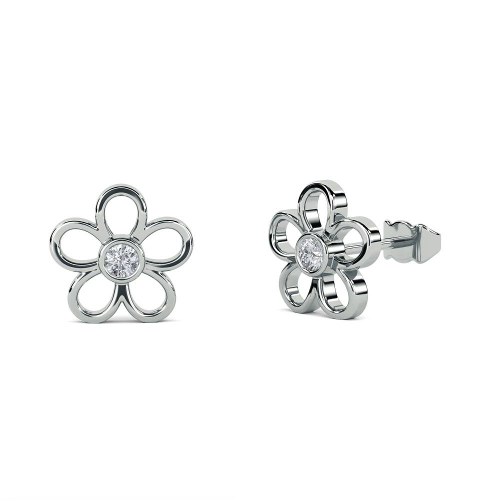 Flower Shaped Round Diamond Set Earrings W