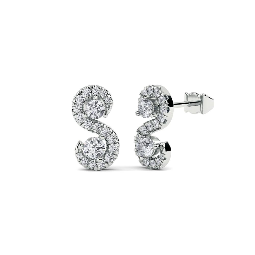 Swirling Round Diamond Designer Earrings W